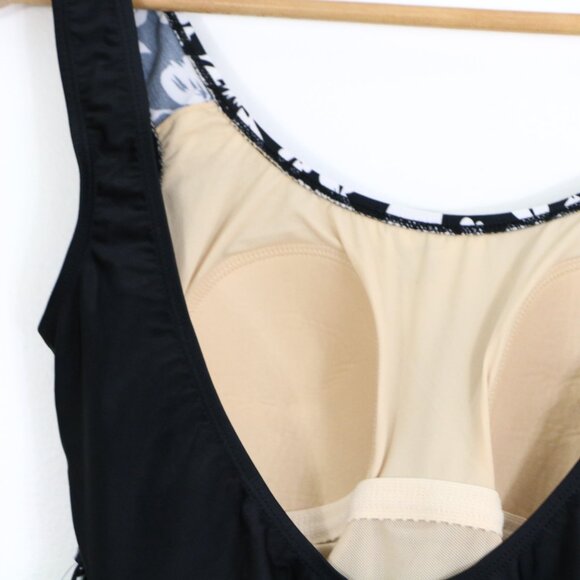 *Shore Shapes Black and White Tropical Floral Print One Piece Bathing Suit - Picture 8 of 9